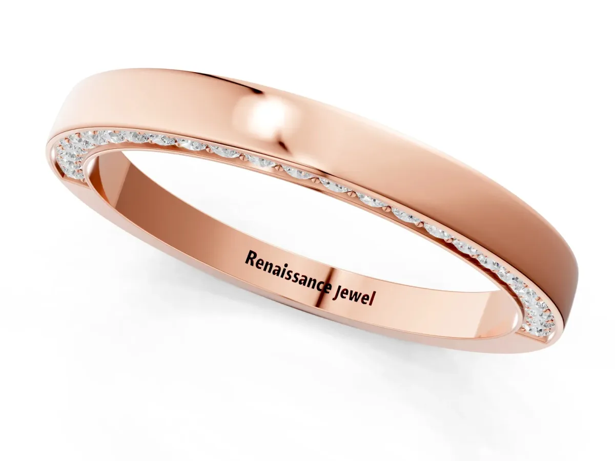 Pavé Round Diamond Channel Set Band Rose gold