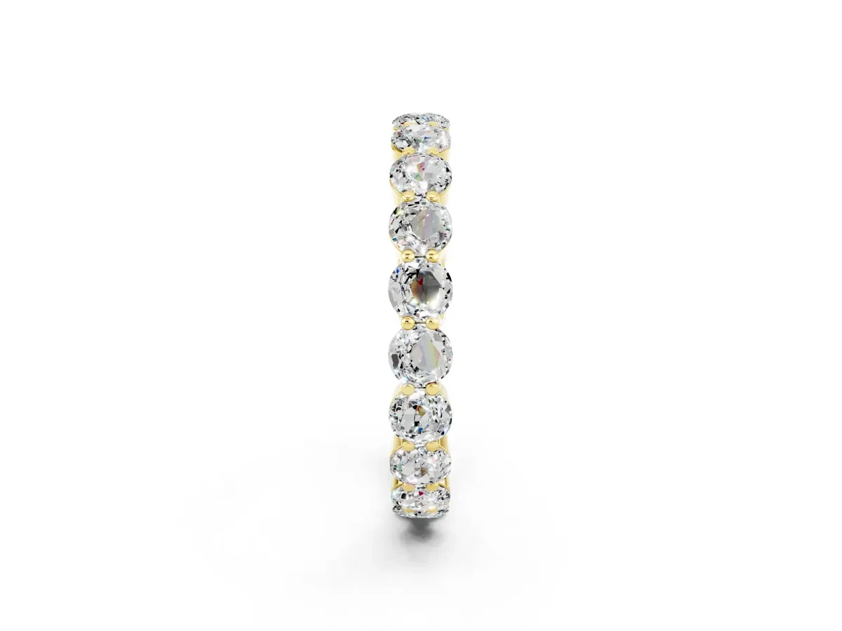 Round Moissanite Eternity Band with U-Prong Setting Yellow gold