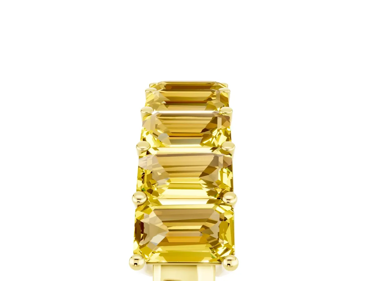 Emerald Cut Yellow Sapphire Prong-Set Eternity Band Yellow gold