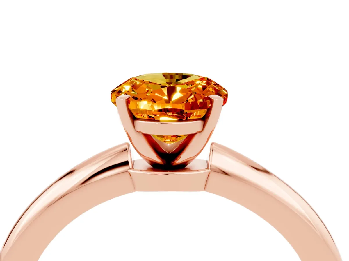 Oval Cut Citrine Solitaire Ring with Six-Prong Setting and Classic Band Rose gold