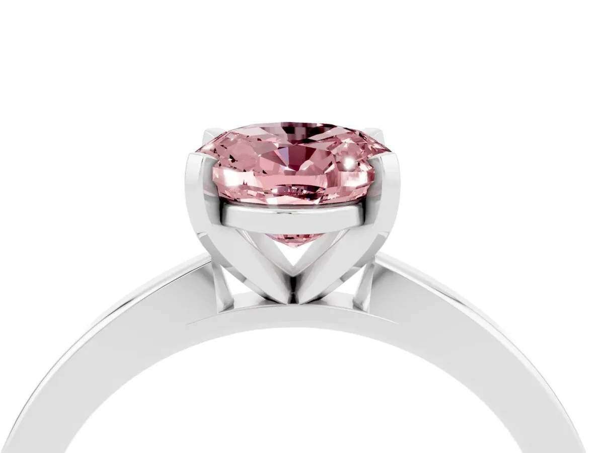 Oval Cut Morganite Solitaire Engagement Ring with Classic Band and Four-Prong Setting Silver