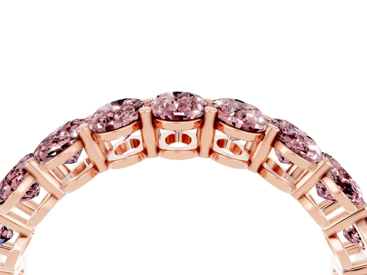 Oval Cut Morganite Eternity Band with Shared Prong Setting Rose gold