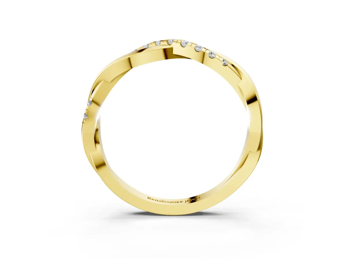 Twisted Pavé Round Diamond Infinity Band Yellow gold