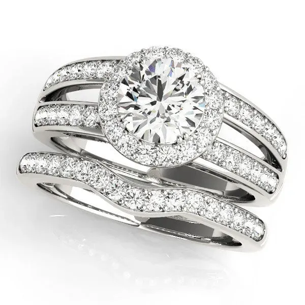 Asscher Cut Diamond Halo Ring with Split Shank Pavé Band and Four-Prong Setting Platinum