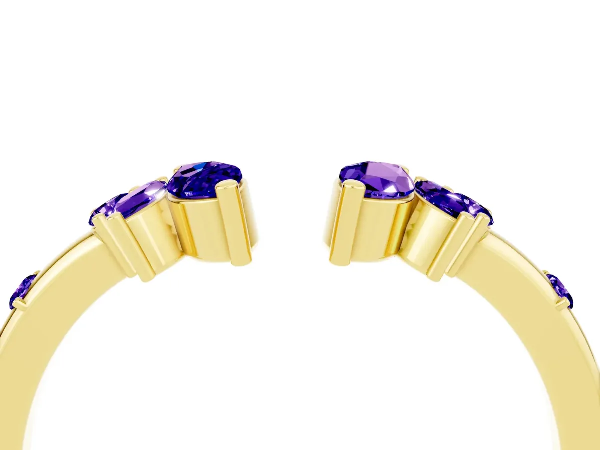Open Marquise Cluster Tanzanite Band with Prong Setting Yellow gold