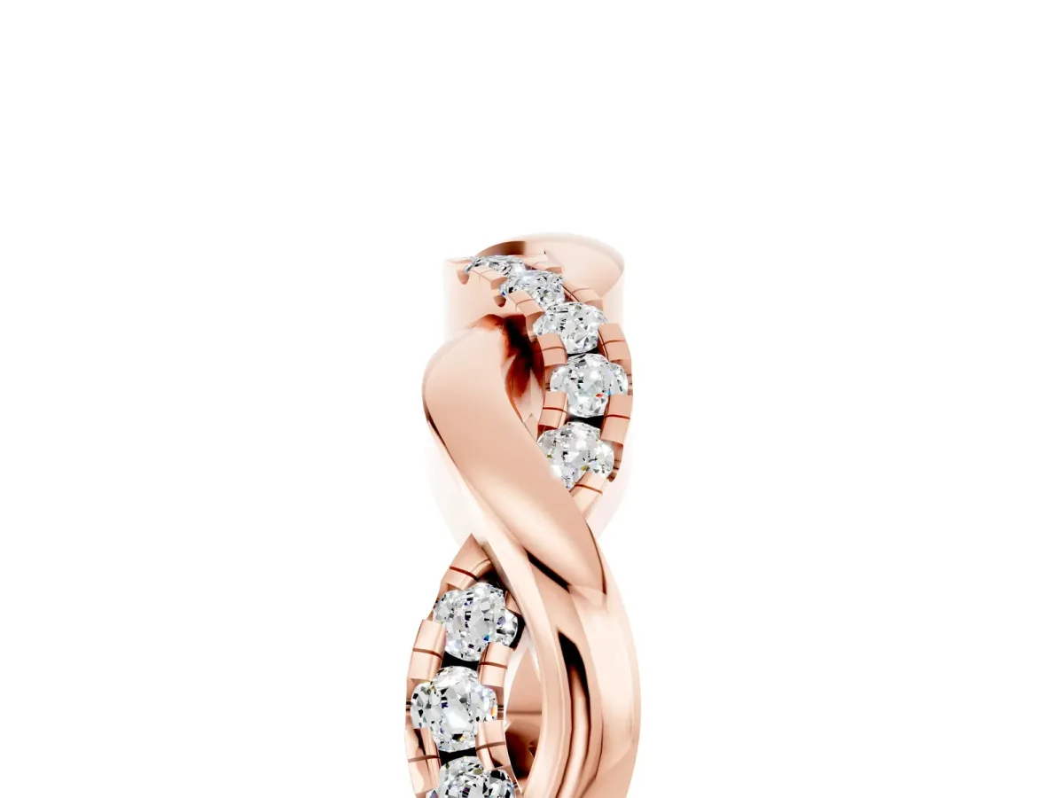 Round Moissanite Twist Eternity Band with Pavé Setting Rose gold