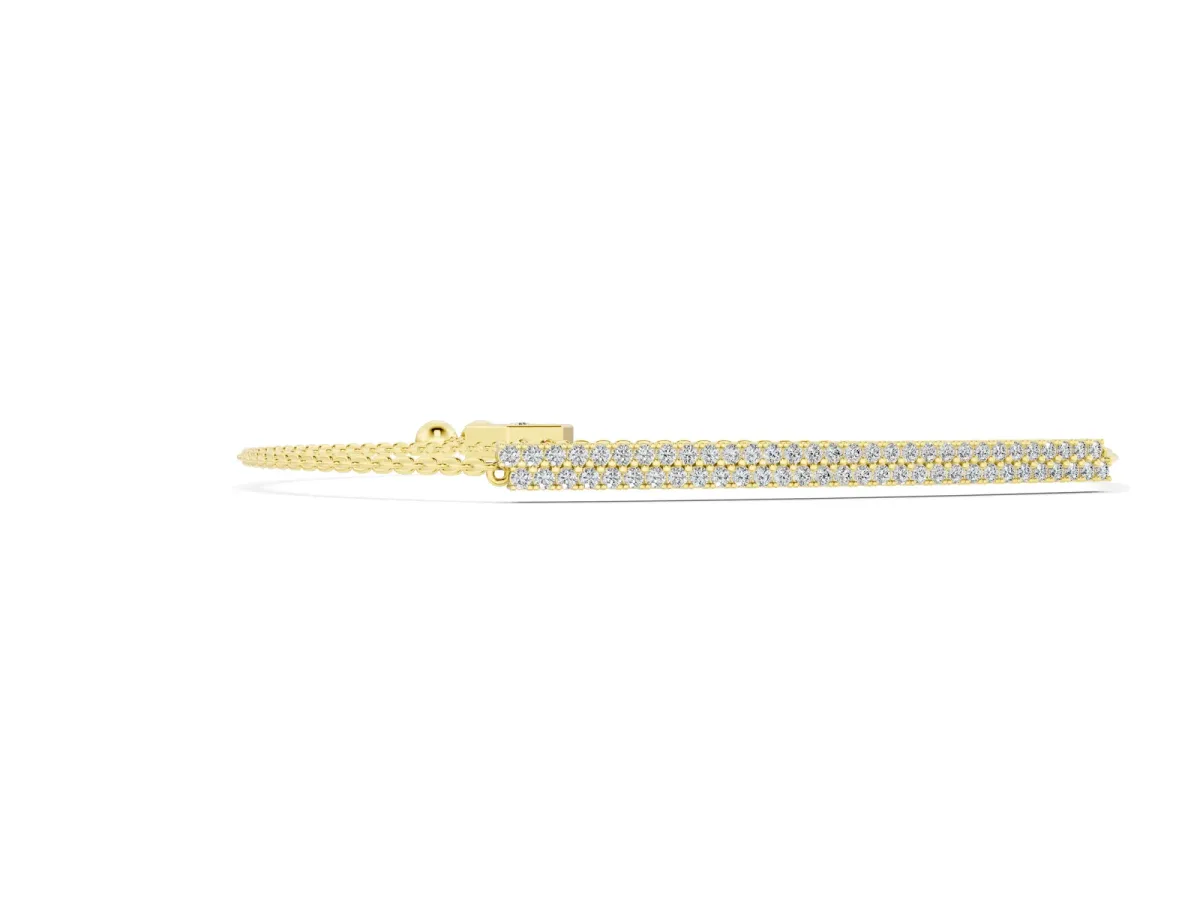 Pavé Round Diamond Box Chain Slider Bracelet Yellow gold