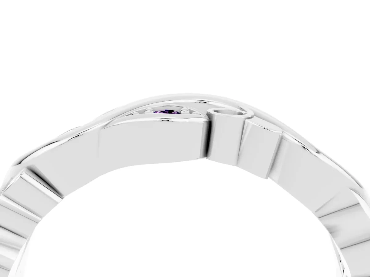Marquise Amethyst Vine Eternity Band with Bezel Setting White gold