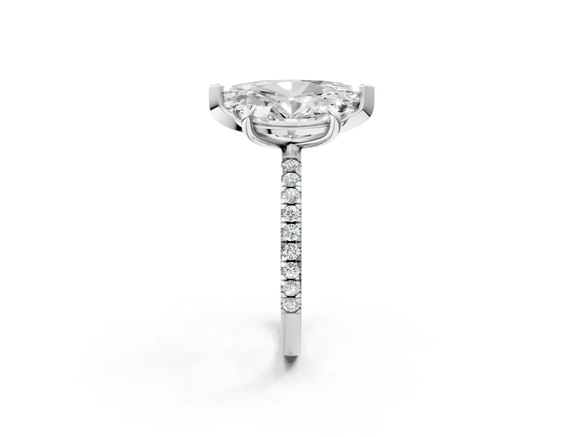 Oval and Marquise Toi Moi Ring with Prong Setting and Pave Band Silver
