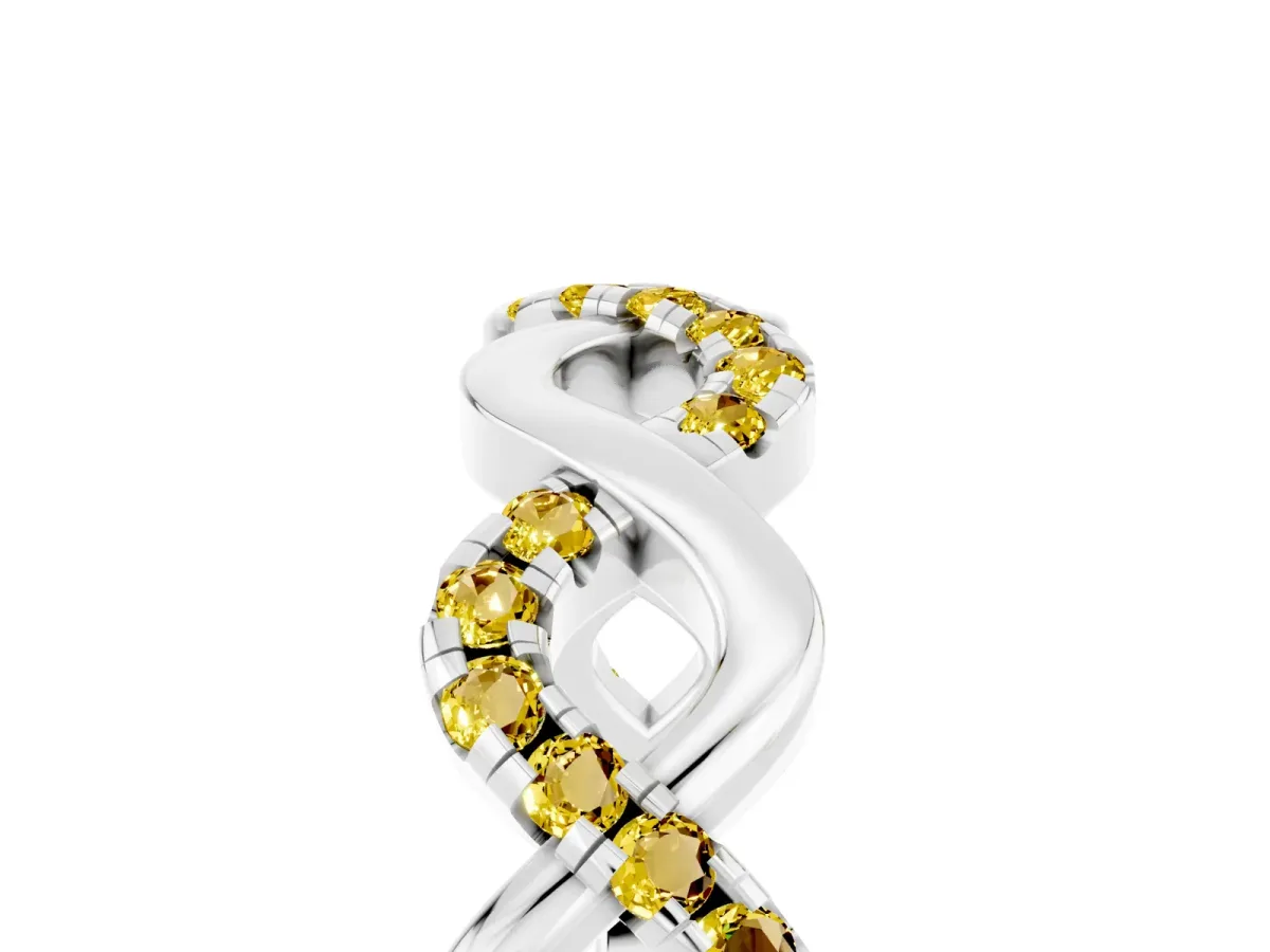 Twist Infinity Round Yellow Sapphire Band with Pavé Setting Platinum