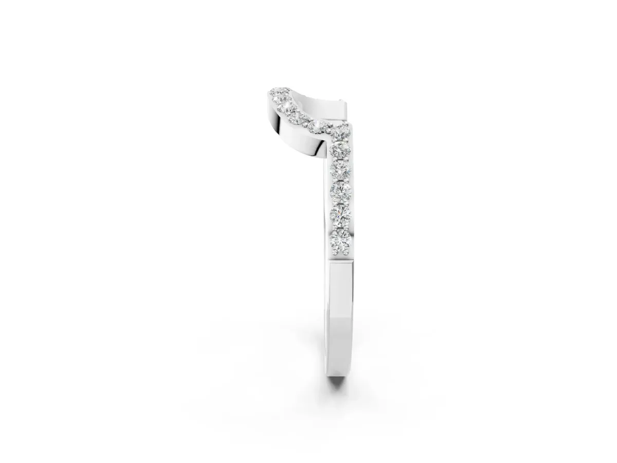 U-Shaped Pavé Round Diamond Contour Band White gold