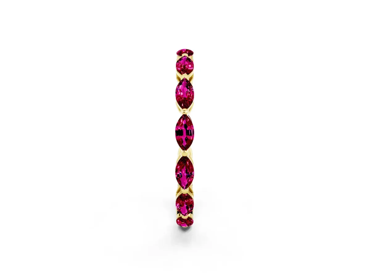 Marquise Garnet Eternity Band with U-Prong Setting Yellow gold