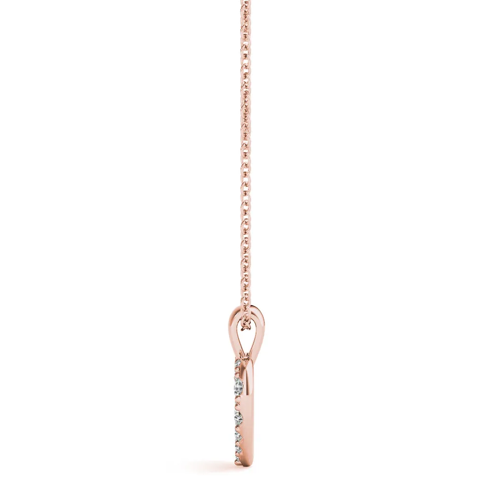 Pavé Round Diamond Heart Pendant Rose gold