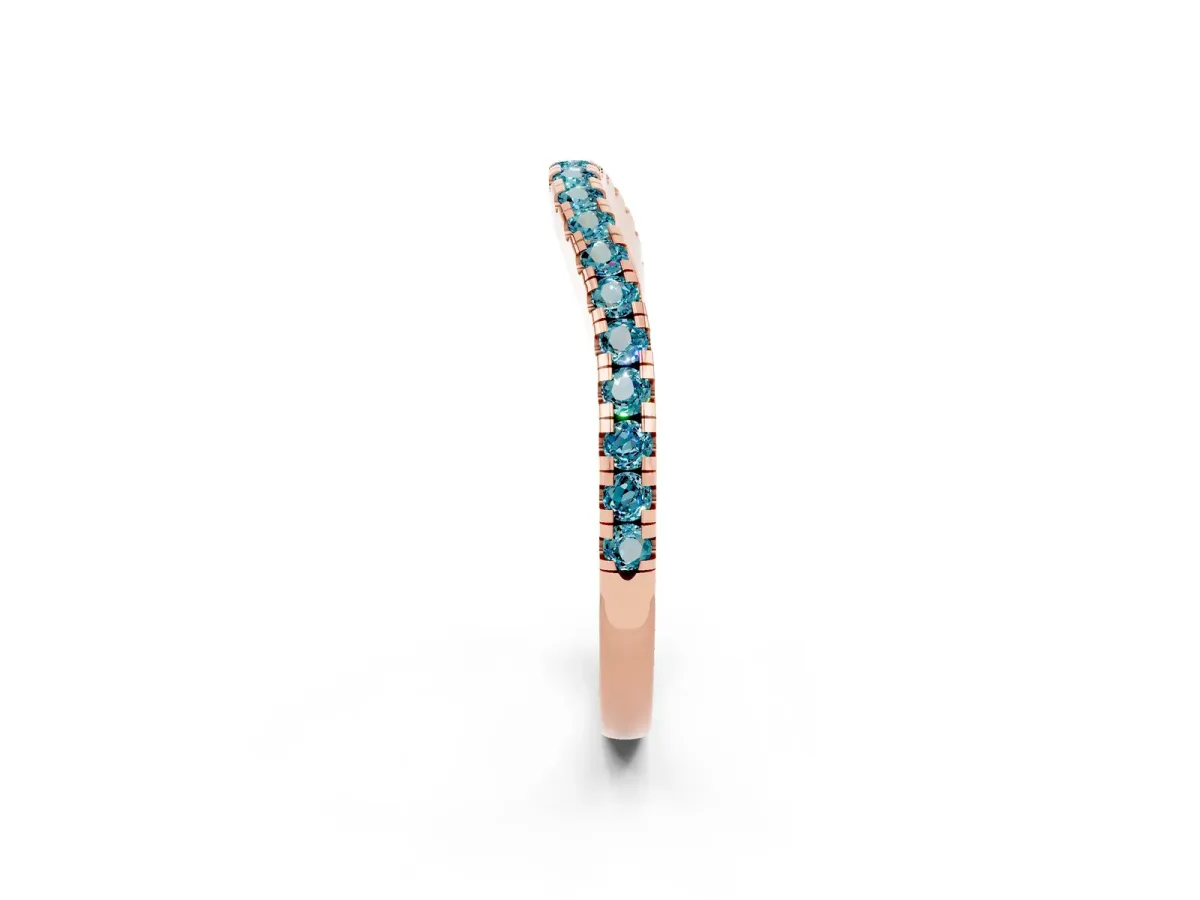 Round Blue Topaz Pavé Half Eternity Band with Shared Prong Setting Rose gold