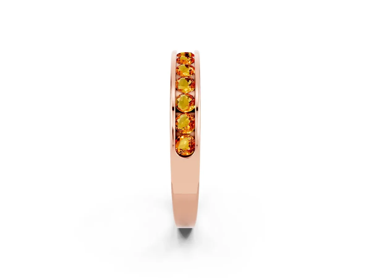 Channel Set Round Citrine Eternity Band Rose gold