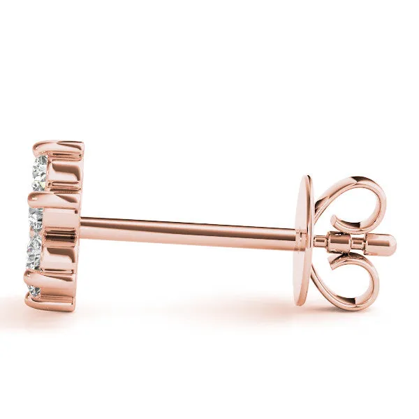 Cluster Round Diamond Stud Earrings Rose gold