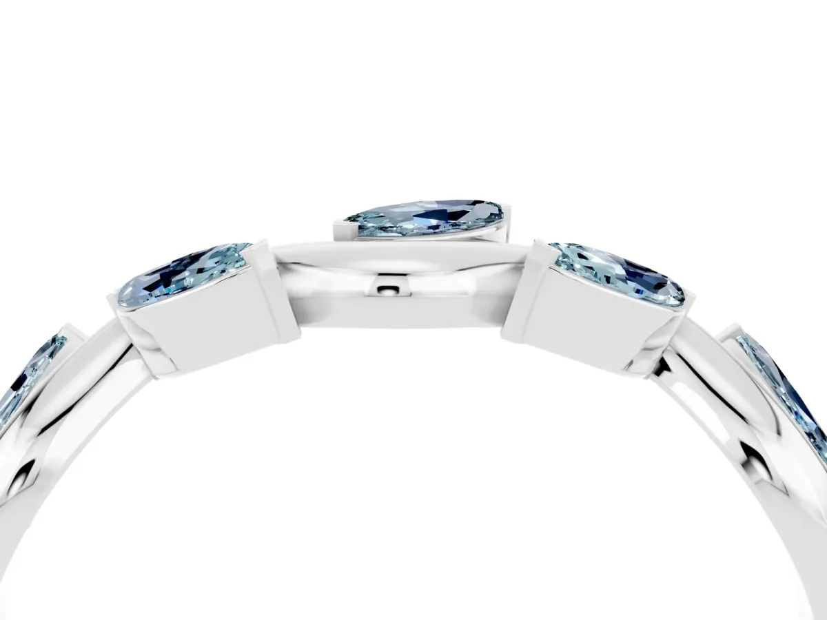 Marquise Aquamarine Twisted Band with Prong Setting Platinum