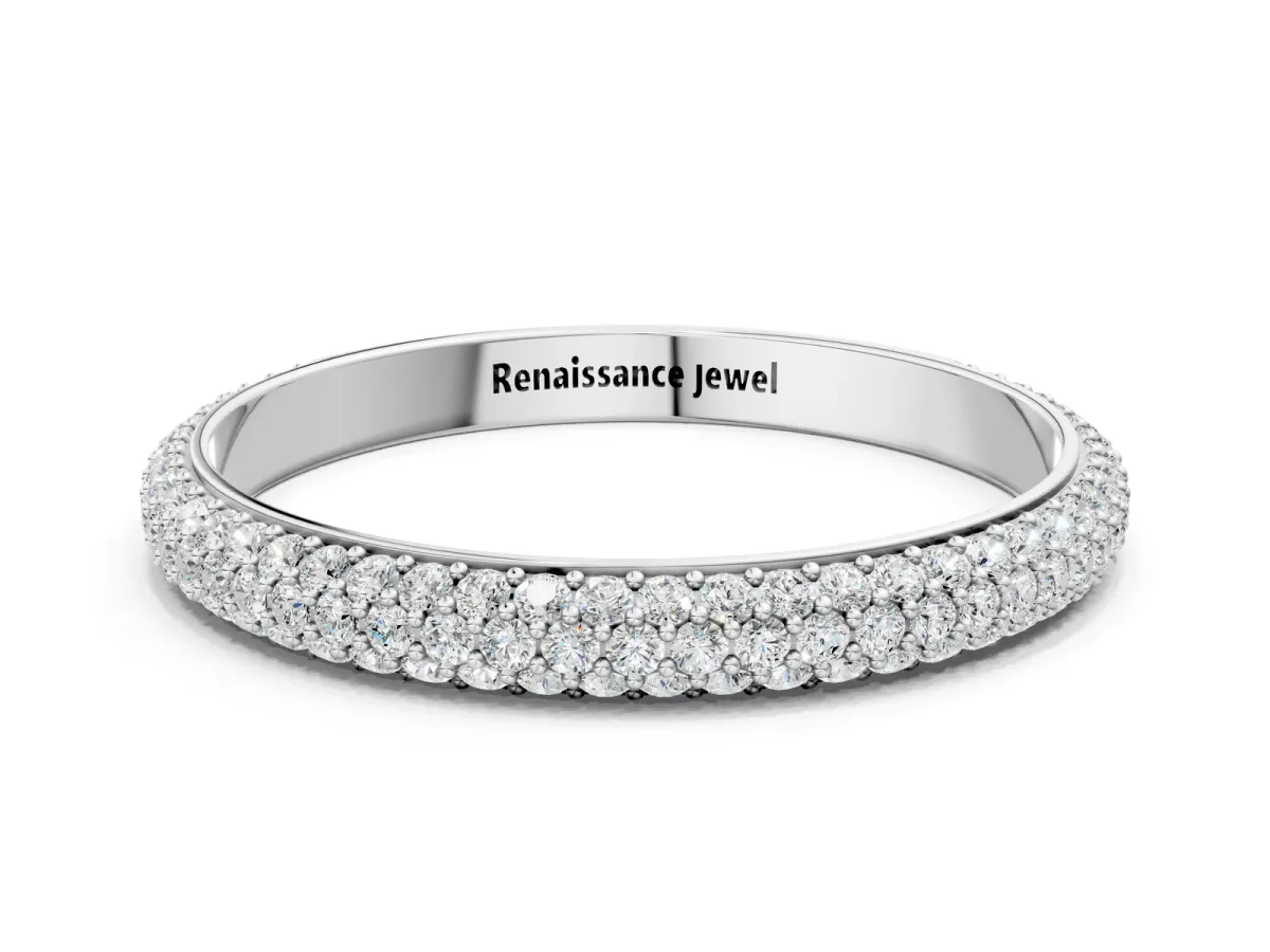 Three-Row Round Diamond Pavé Eternity Band Platinum