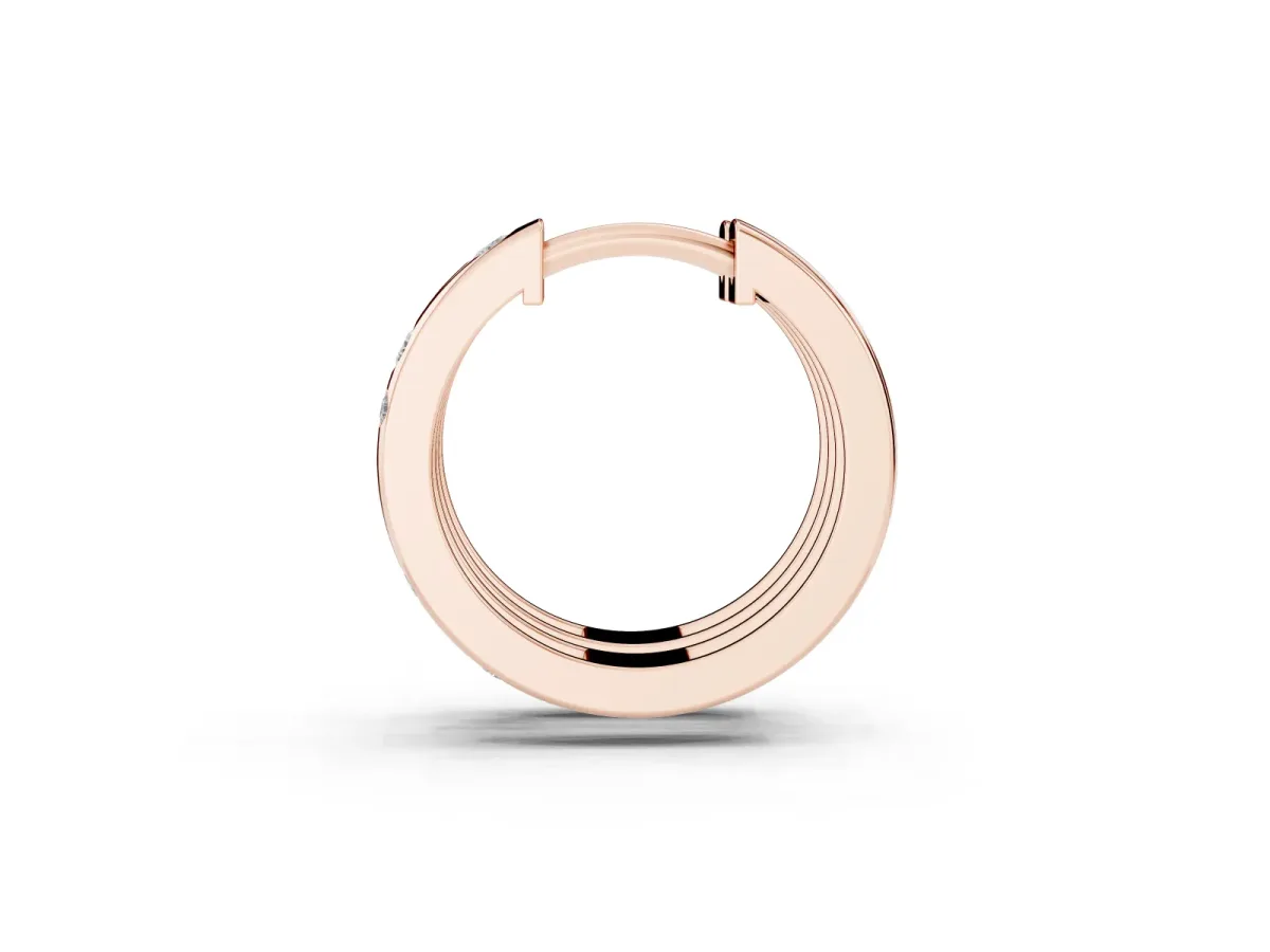 Round Diamond Mosaic Hoop Earrings Rose gold