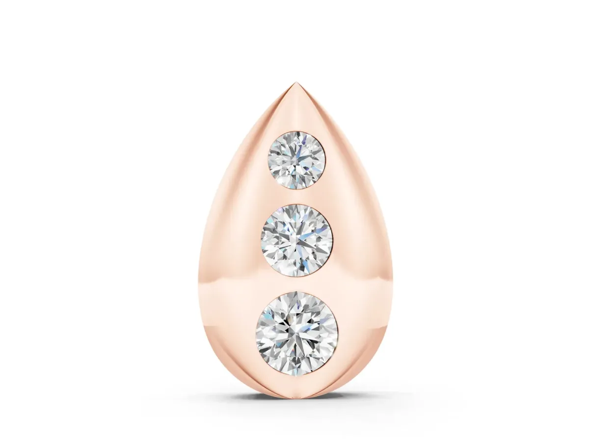 Teardrop Bezel-Set Round Diamond Pendant Rose gold