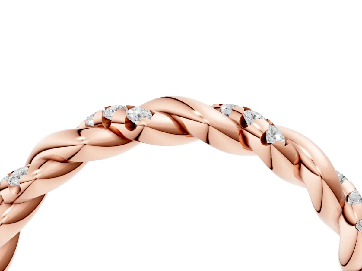 Twisted Pavé Round Diamond Eternity Band Rose gold