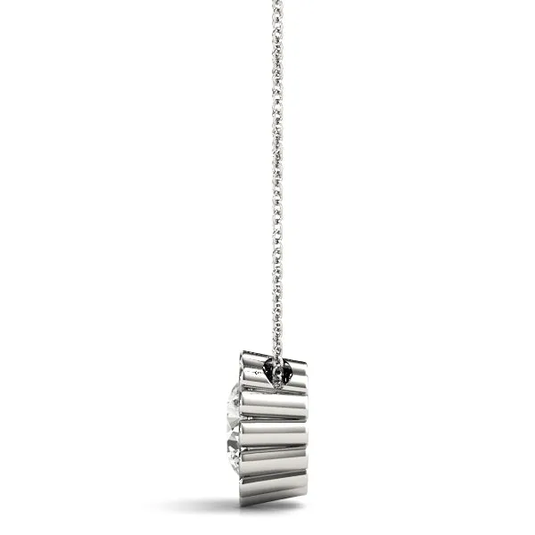 Round Diamond Flower Prong Pendant White gold