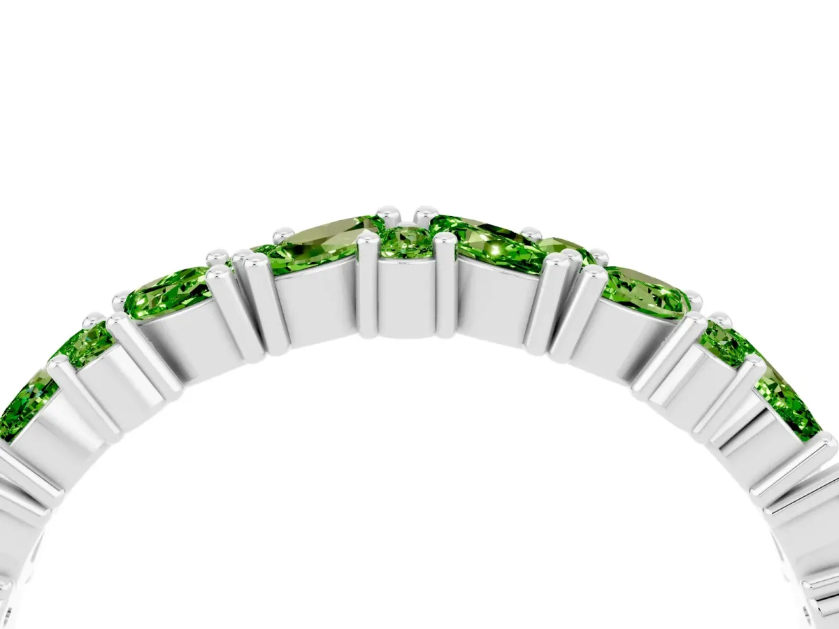Marquise and Round Peridot Vine Eternity Band with Prong Setting Silver
