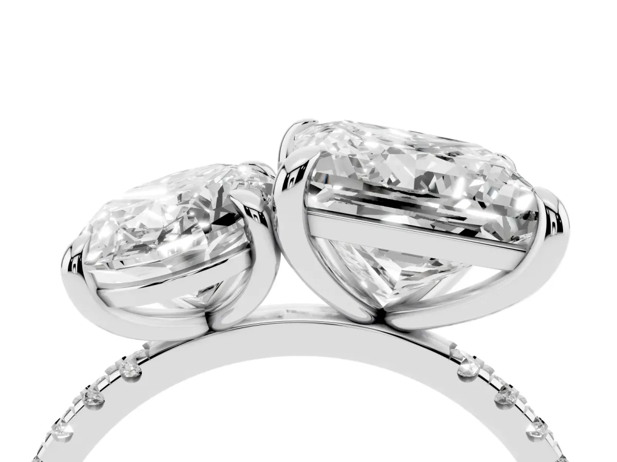 Oval and Princess Toi Moi Ring with Prong Setting and Micro Pave Band White gold