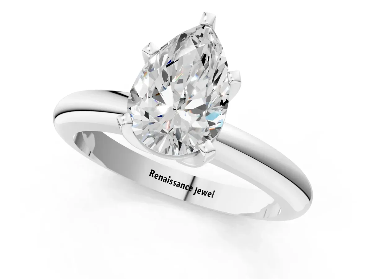 Round Cut and pear toi moi ring White gold