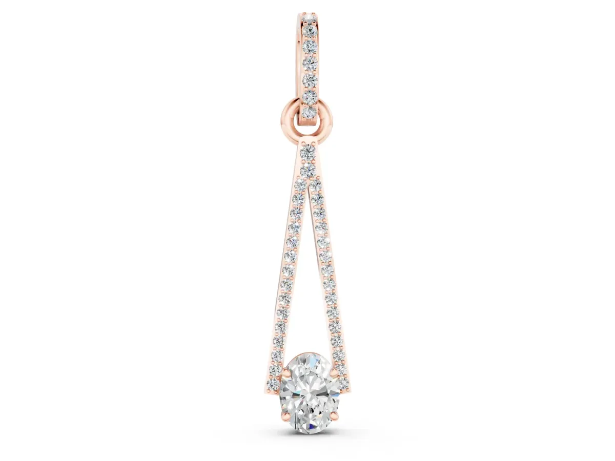 Round Diamond V-Prong Pavé Pendant Rose gold