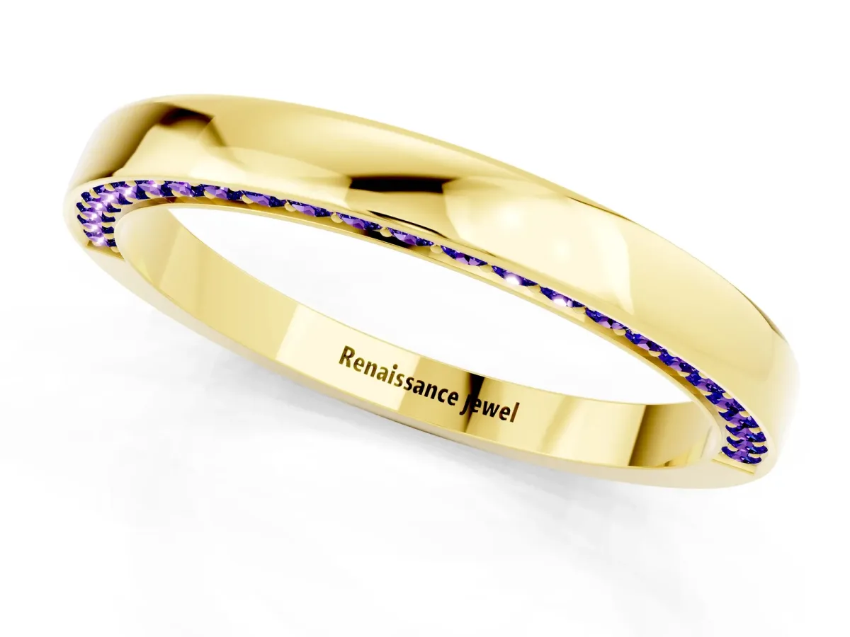 Pavé Round Tanzanite Channel Set Band Yellow gold