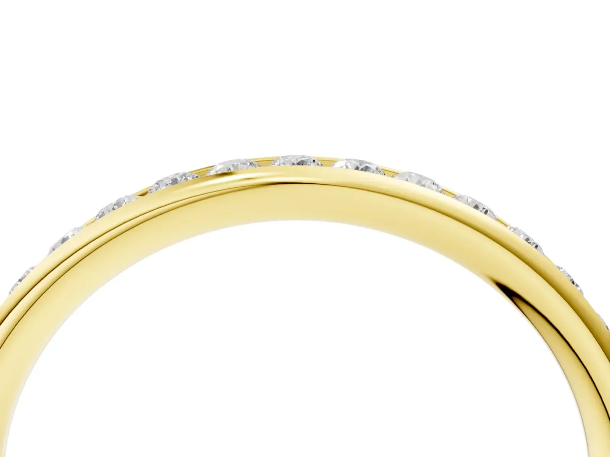 Round Diamond Channel Set Comfort Fit Band Yellow gold