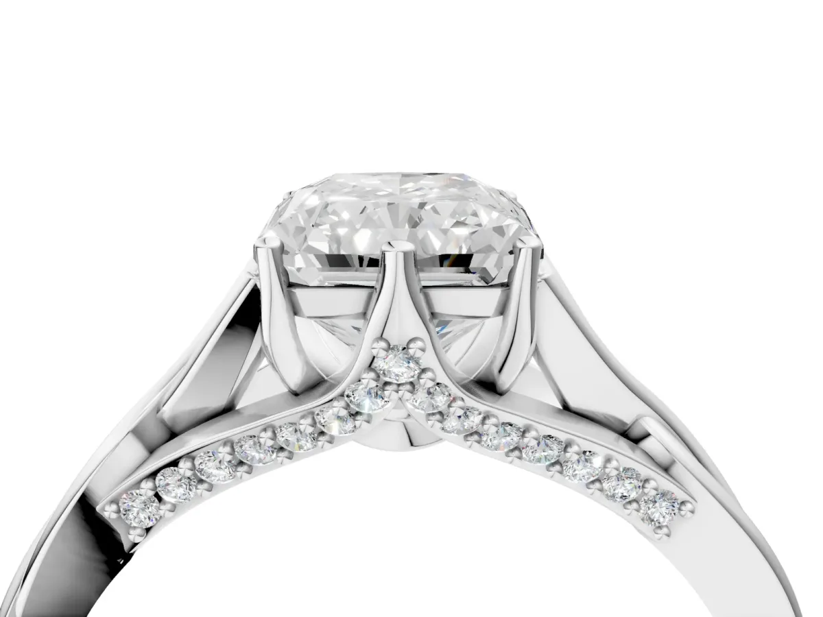 Radiant Cut Solitaire Twist Band Six-Prong Setting Platinum