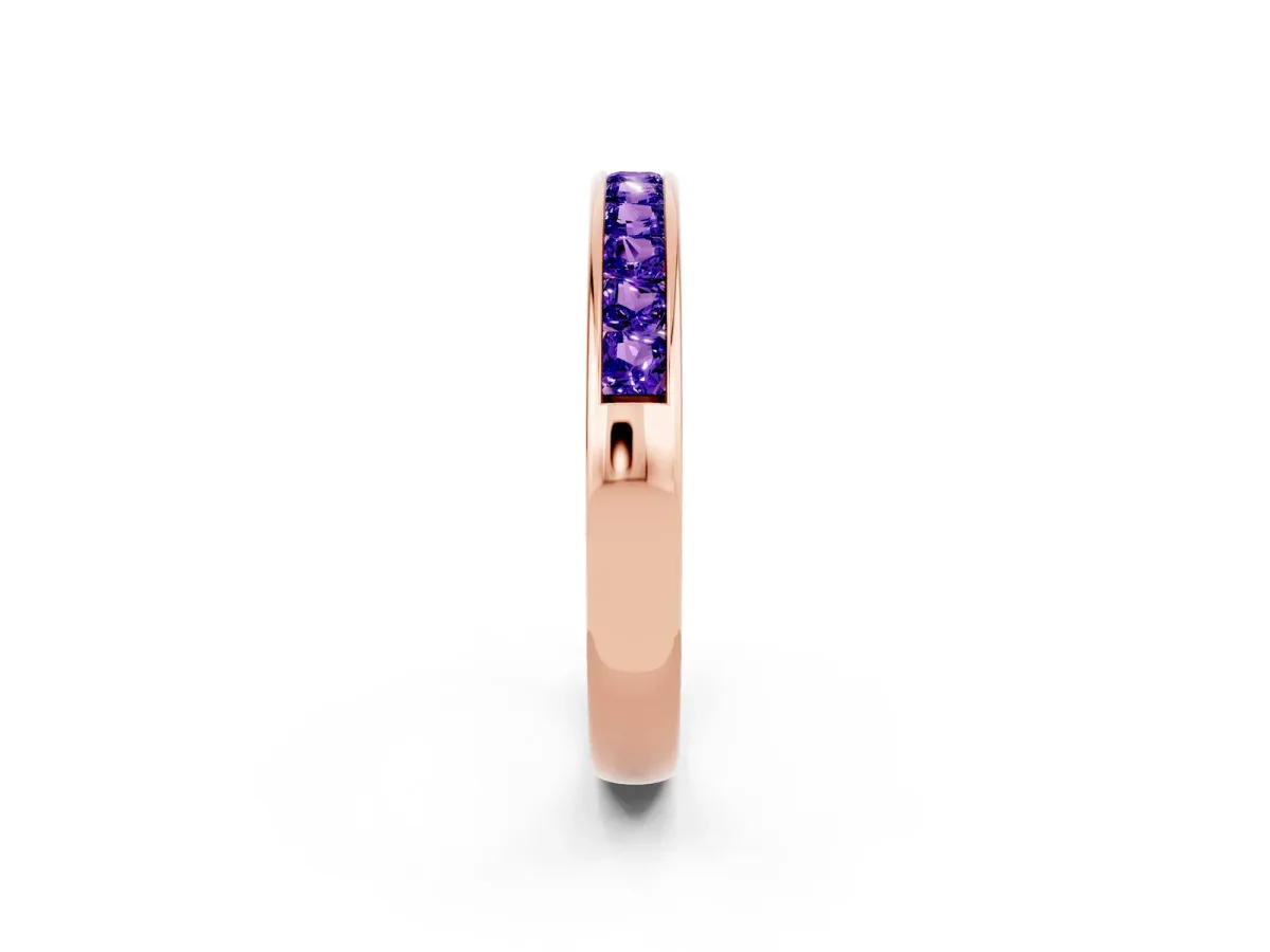 Channel Set Princess Cut Tanzanite Eternity Band Rose gold