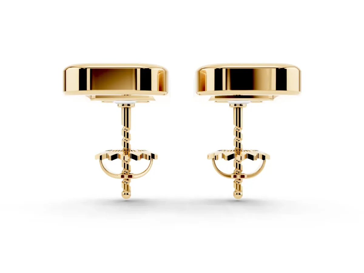 Emerald Diamond Open Frame Stud Earrings Yellow gold