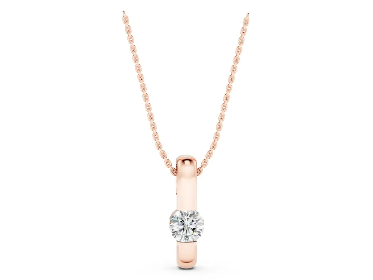 Round Bezel-Set Diamond Pendant Rose gold