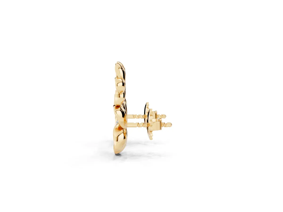 Round Diamond Plumeria Climber Earrings Yellow gold