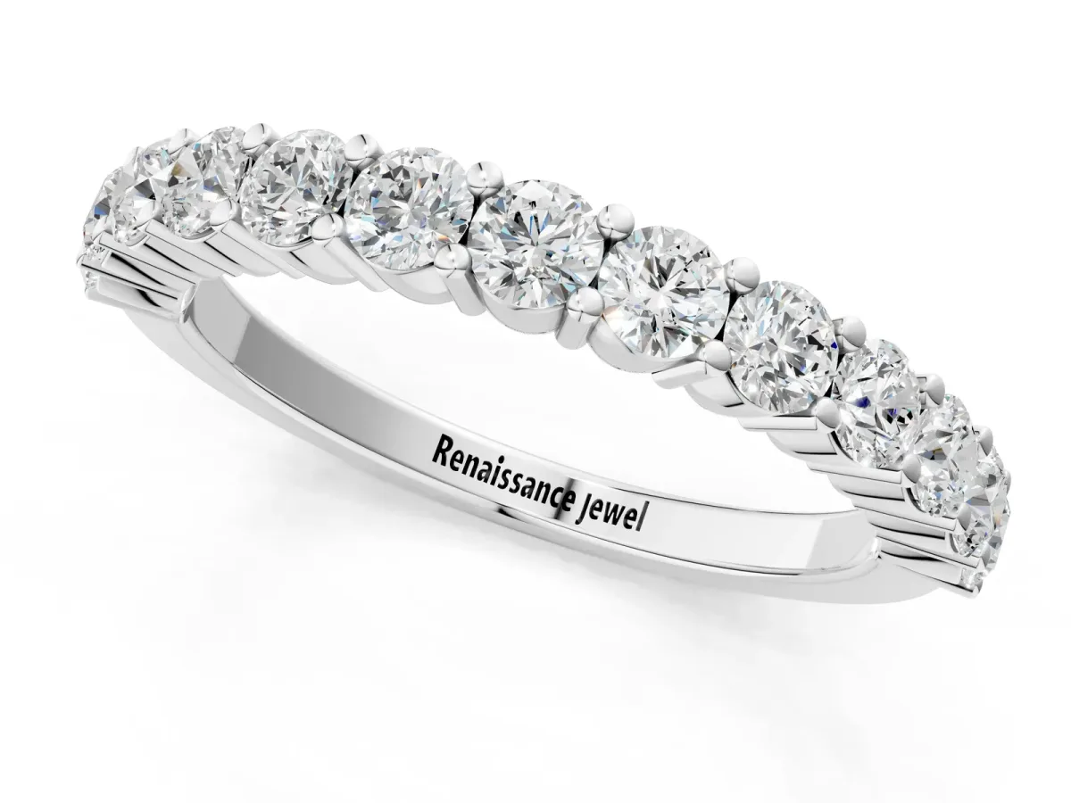 Alternating Round Diamond Promise Ring with Round Diamond Accents Platinum