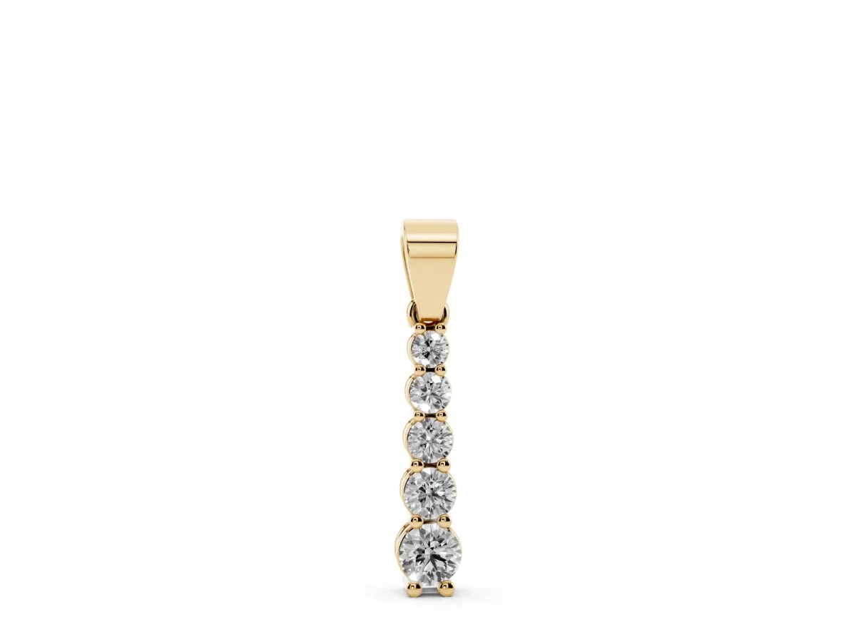 Round Diamond Vertical Pendant with Prong Setting Yellow gold
