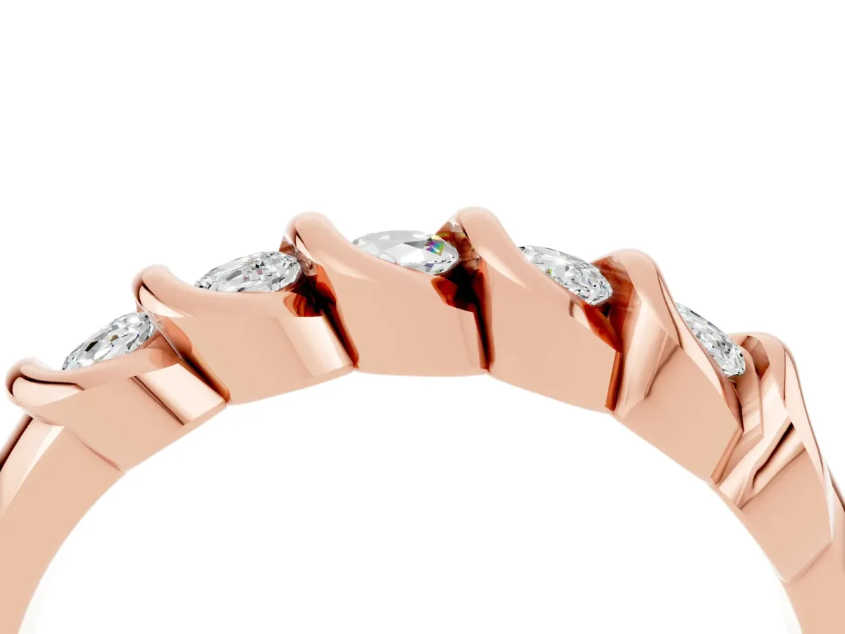 Round Moissanite Eternity Band with Twist Prong Setting Rose gold