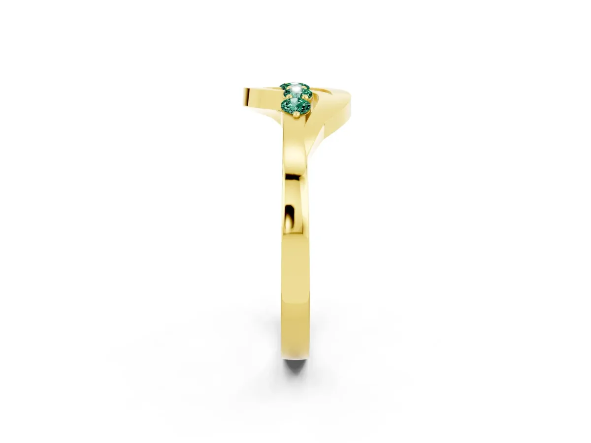 Five-Stone Round Green Sapphire Crossover Band with Prong Setting Yellow gold