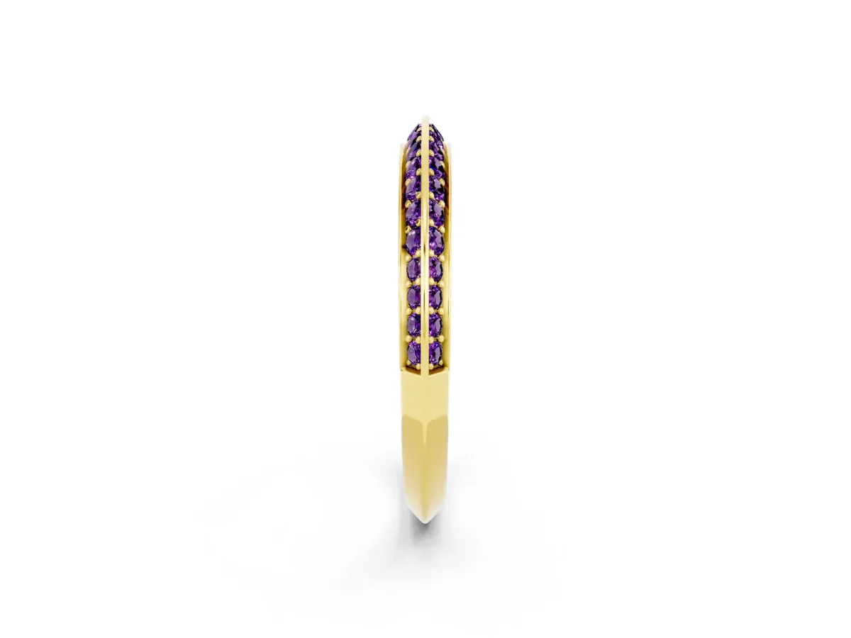 Double Row Pavé Round Amethyst Eternity Band with Channel Setting Yellow gold