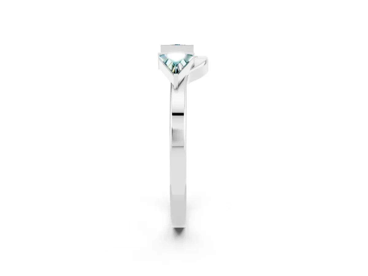 Trillion Blue Topaz Open Band Ring with Bezel Setting Platinum