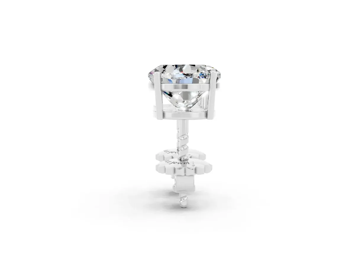 Round Cut Moissanite Stud Earrings White gold