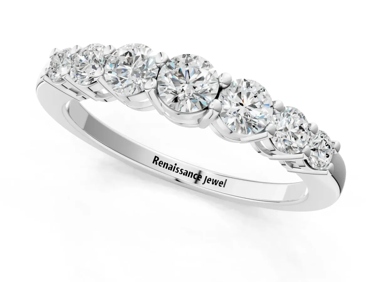 Round Diamond Prong-Set Half-Eternity Band White gold