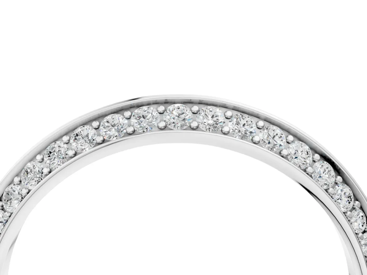 Double Row Pavé Round Diamond Eternity Band with Channel Setting White gold