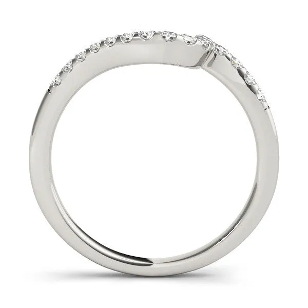 Round Diamond V-Shaped Pavé Curved Band Silver