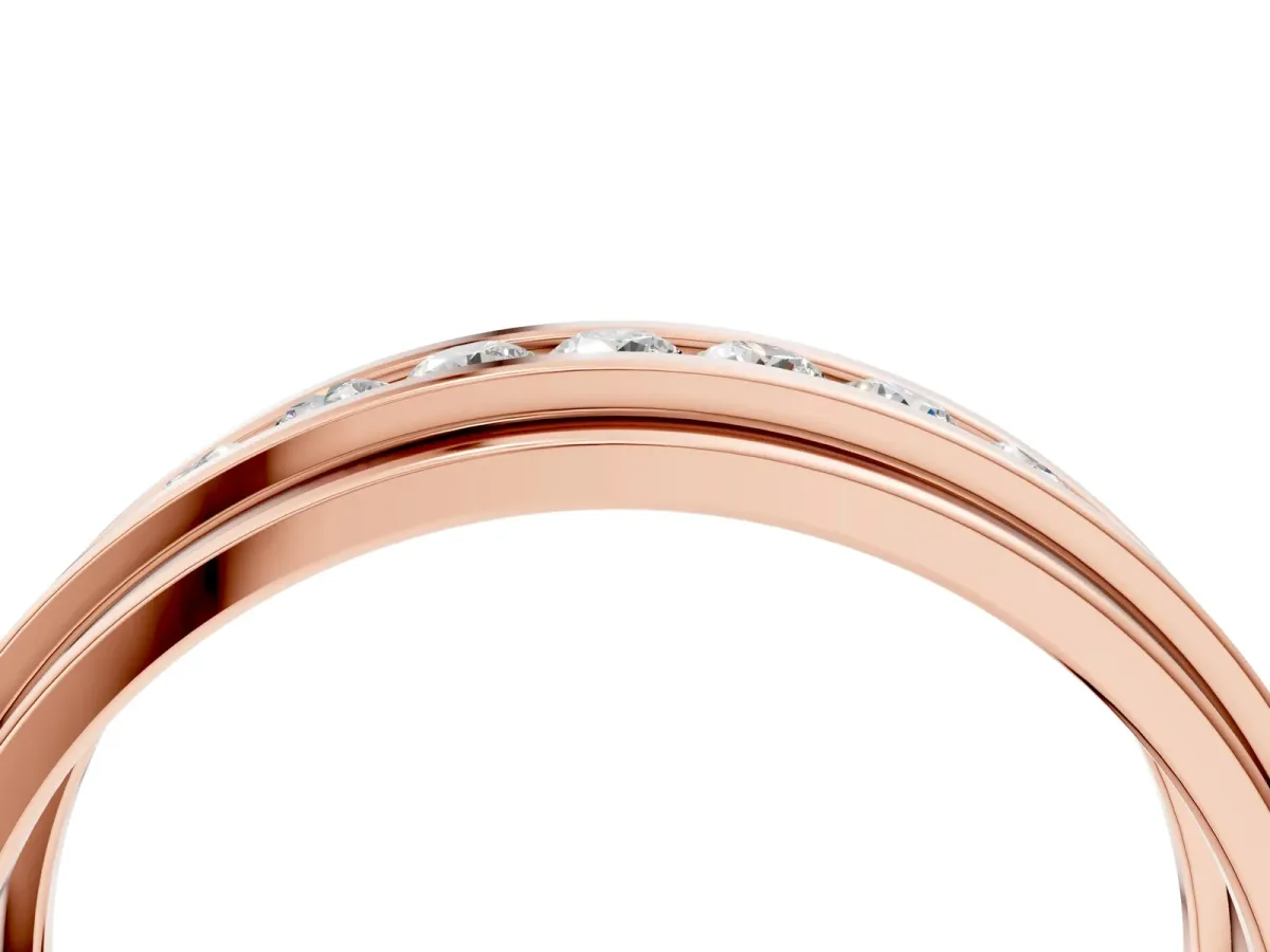 Round Diamond Seven-Stone Channel Set Mens Band Rose gold
