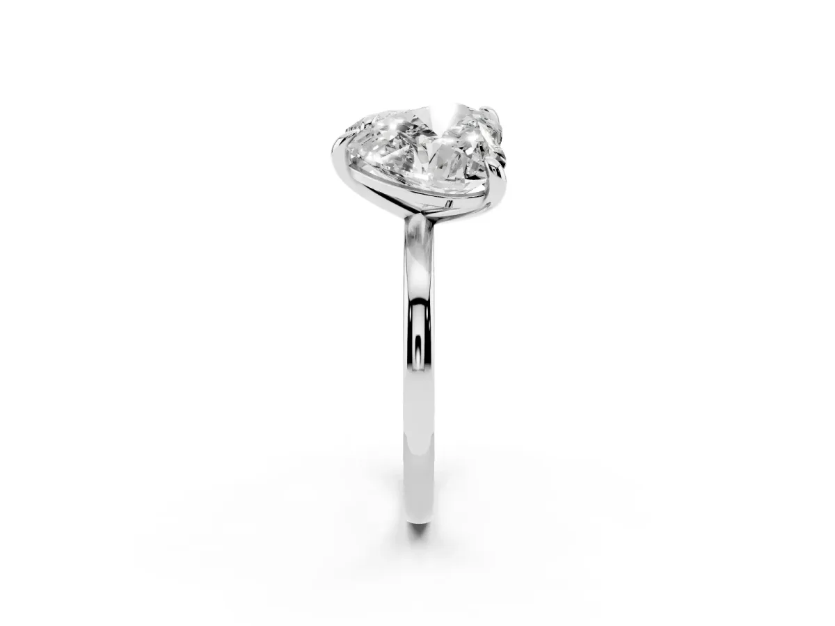 Oval and Heart Toi Moi Ring with Prong Setting and Plain Band Platinum