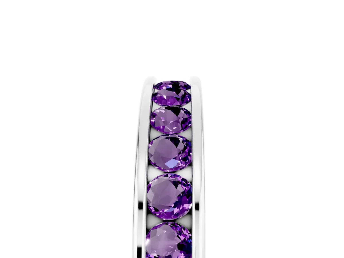 Channel Set Round Amethyst Eternity Band Platinum